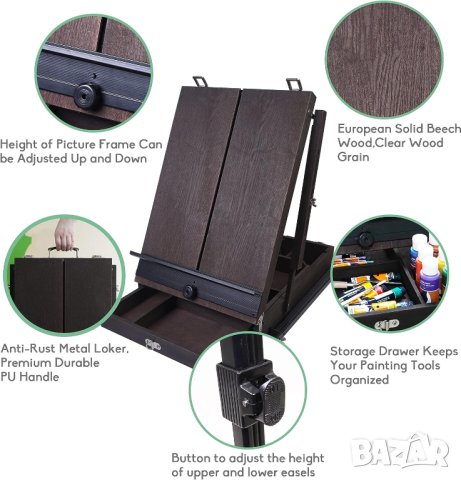 Сгъваем дървен статив за рисуване A135135, снимка 6 - Други - 42411900