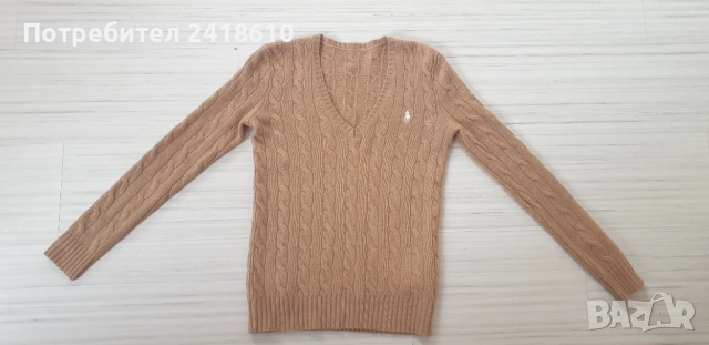 POLO Ralph Lauren Cable Wool  V - Neck Size S ОРИГИНАЛ! Дамски Пуловер!, снимка 2 - Блузи с дълъг ръкав и пуловери - 52718978