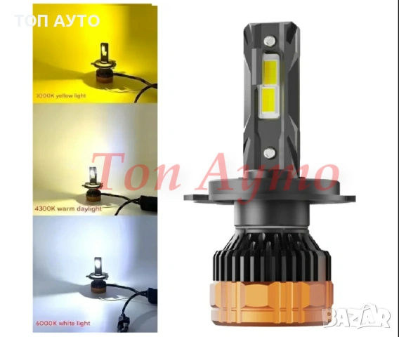 Лед Крушки Три Цвята Canbus С Дистанционно 3000К 4300К 6000К Н7 Н1 Н4 Н11 НВ3 НВ4, снимка 3 - Аксесоари и консумативи - 53634169