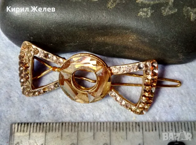 ШИКОЗНА АЖУРНА ПОЗЛАТЕНА КРИСТАЛНА ФИБА ШНОЛА - ПАПИОНКА 45655, снимка 2 - Други - 48829975