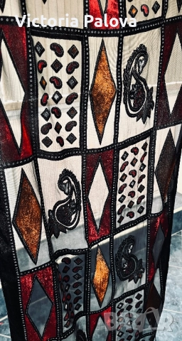 Луксозен дизайнерски шал от коприна и кадифена вискоза - истинско бижу, снимка 9 - Шалове - 52720150