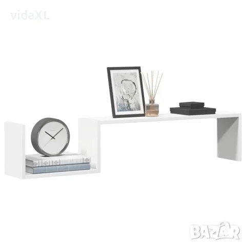 vidaXL Стенни рафтове, 2 бр, бели, 100x15x20 см, инженерно дърво, снимка 3 - Ракли - 56147789