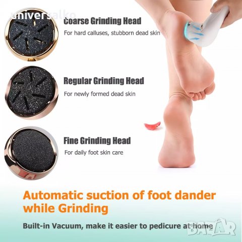 Електрическа вакуум пила за пети и педикюр 3 в 1 , водоустойчива, снимка 6 - Електрически пили за пети - 39592811