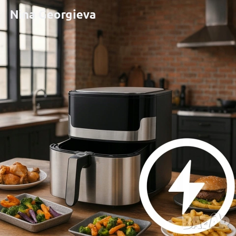 Смарт Еърфрайър, 2200W, XXL 6.5л, Wi-Fi Tuya App, 10 Програми, Неръждаема стомана, снимка 2 - Фритюрници - 53766991