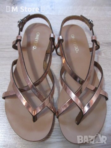Ежедневни сандали естествена кожа златисти №37, снимка 1