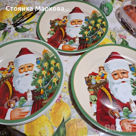 Големи Коледни керамични чинии, снимка 4 - Чинии - 52583113