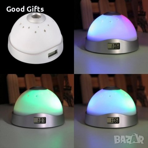 Нощна лампа прожектор с часовник , Лампа Звездно небе, снимка 4 - Други - 38751664