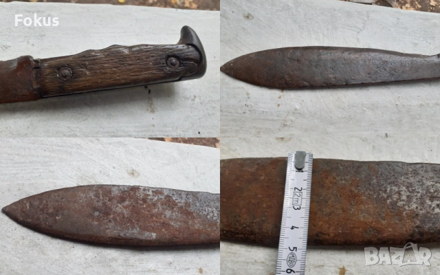 Стар масивен кован военен боен нож мачете ПСВ маркировка, снимка 7 - Антикварни и старинни предмети - 53270243