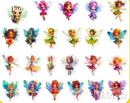 50 бр Фея Феи Феички самозалепващи лепенки стикери за украса декор ръчна изработка, снимка 3 - Други - 42359496