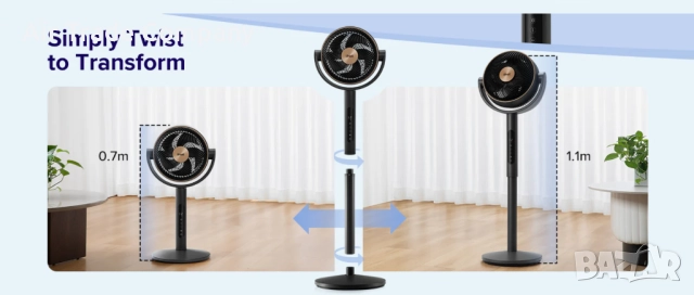 Циркулационен вентилатор Levoit Pedestal Circulator Fan LPF-R432-AEUR, снимка 3 - Вентилатори - 51723365