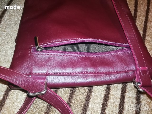 Дамска чанта естествена кожа Vera Pelle цвят бордо , снимка 5 - Чанти - 34262328