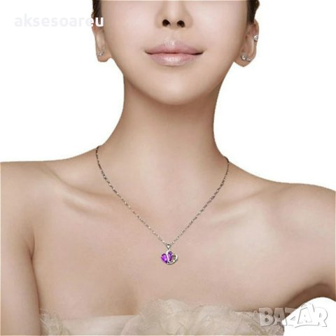 Колие със висулка сърце висулки от най-висок клас Модни сърца Кристални бижута за момичета Дамски би, снимка 3 - Колиета, медальони, синджири - 41286311