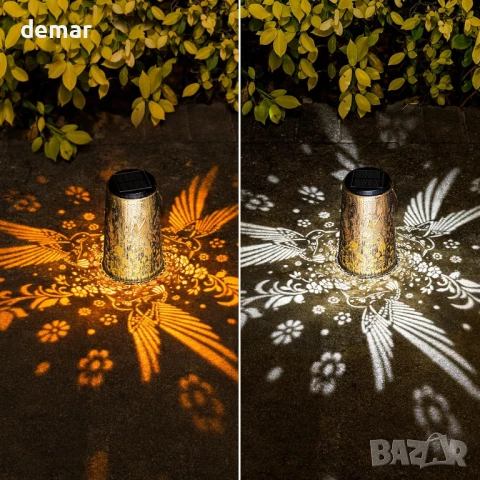 Соларни фенери Glostravier Hummingbird за външна употреба, пакет от 2 висящи соларни лампи, снимка 4 - Соларни лампи - 50594535