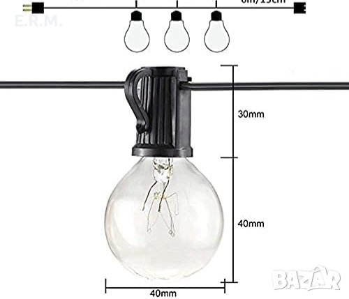 String Lights LED верига 25 крушки за парти украса празнични светлини декорация рожден ден сватба 9м, снимка 5 - Декорация за дома - 39255327