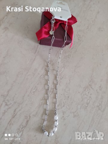 ПЕРЛЕНО Колие Нежно / Неръждаема СТОМАНА , снимка 3 - Колиета, медальони, синджири - 39878881