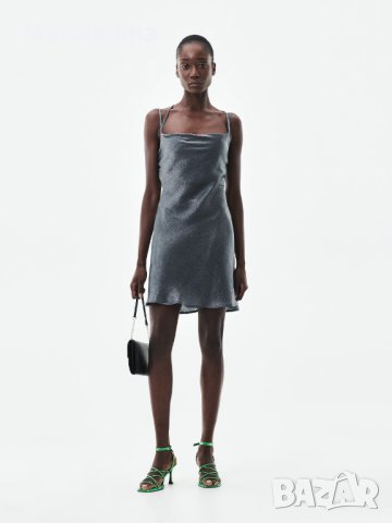 РАЗПРОДАЖБА - Сребриста къса рокля с гол гръб