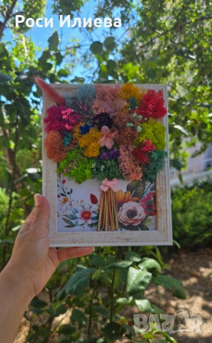 Красива картина букет за всеки повод декориран с естествен скандинавски мъх, снимка 8 - Картини - 49324129