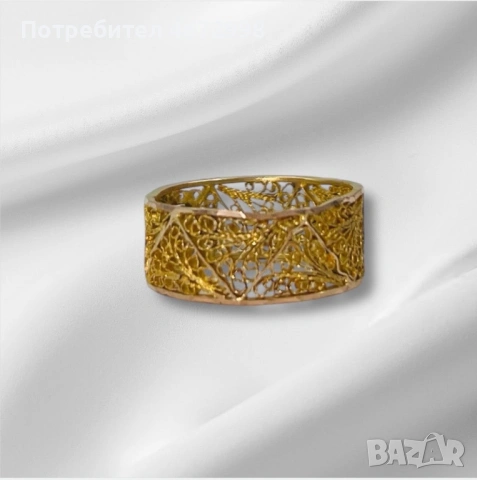 Филигран пръстен халка 14к , снимка 5 - Пръстени - 53266364