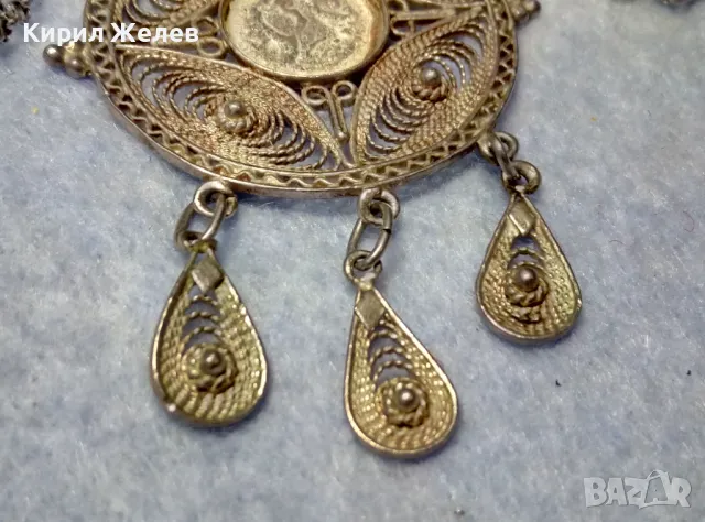 СТАР ФИЛИГРАНЕН СРЕБЪРЕН МЕДАЛЬОН СРЕБРО ВИСОКА ПРОБА с ГНЕЗДО за СКЪП КАМЪК иСРЕБЪРНА ВЕРИЖКА 44369, снимка 10 - Антикварни и старинни предмети - 49886084