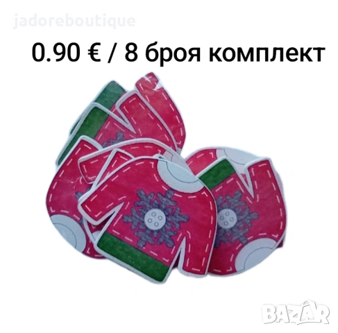 Коледни дървени фигурки/ копчета/ елементи различни видове, снимка 8 - Други - 47616010