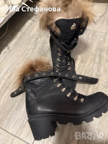 Разкошни боти естествена кожа естествен косъм от лисица Daris DARIS номер 39, снимка 3 - Дамски боти - 52818535