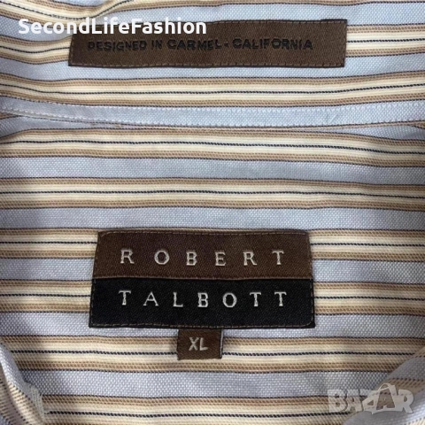 Мъжка риза с дълъг ръкав Robert Talbott California, размер XL, на райета 100% памук., снимка 2 - Ризи - 53274602