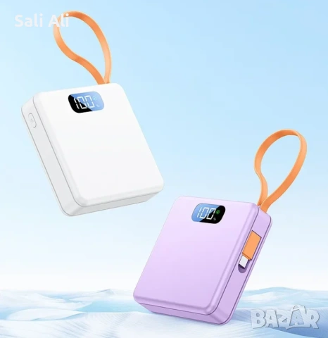 DPLUS 10000mAh Външна Батерия Power Bank Вграден Кабел Type C Дисплей, снимка 4 - Външни батерии - 53658019