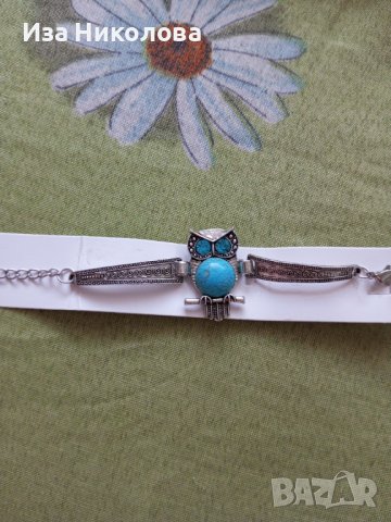 Гривна със сова тюркоаз, снимка 5 - Гривни - 41267343