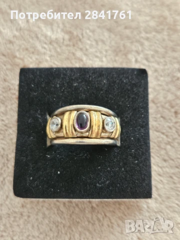 Пръстен сребро и злато, снимка 2 - Пръстени - 50706424