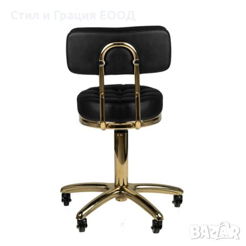 Козметичен стол - табуретка с облегалка Gold AM-961 49/63 см - бяла/черна, снимка 9 - Друго оборудване - 44145320