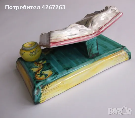 Уникална италианска статуетка, майолика, изцяло ръчна изработка, снимка 2 - Антикварни и старинни предмети - 48465448