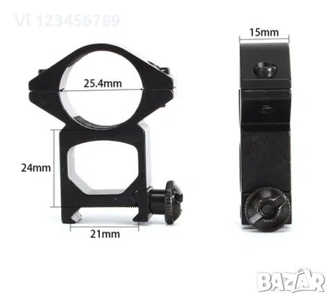 Комплект от 2 стойки за монтаж на оптика/фенер върху оръжие