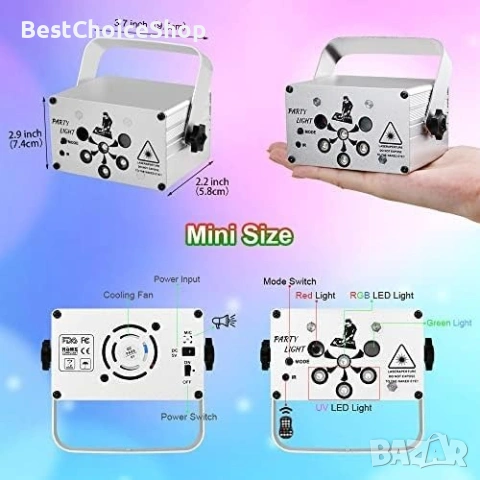 DJ диско светлина USB парти сценични светлини, 120 LED модела, активирани от звук - UV, дистанционно, снимка 9 - Друга електроника - 53664108