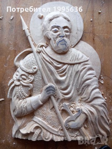 Дърворезба, домашен иконостас с релеф на "Св. Мина ", снимка 5 - Други - 39336251