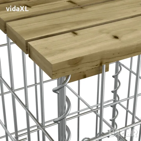 vidaXL Градинска пейка габионен дизайн 183x41x60,5 см импрегниран бор, снимка 6 - Градински мебели, декорация  - 56148067