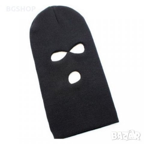Зимна шапка маска за лице - Черна, снимка 3 - Шапки - 35736146