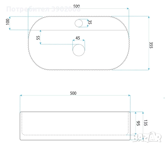 Умивалник върху плот за баня, снимка 3 - Мивки - 52592692