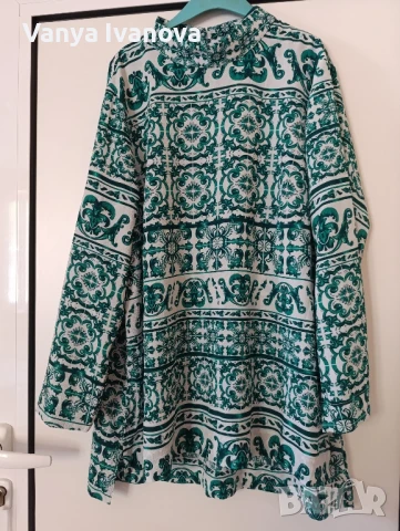 H&M блуза в бяло и зелено ХЛ, снимка 3 - Блузи с дълъг ръкав и пуловери - 51318571