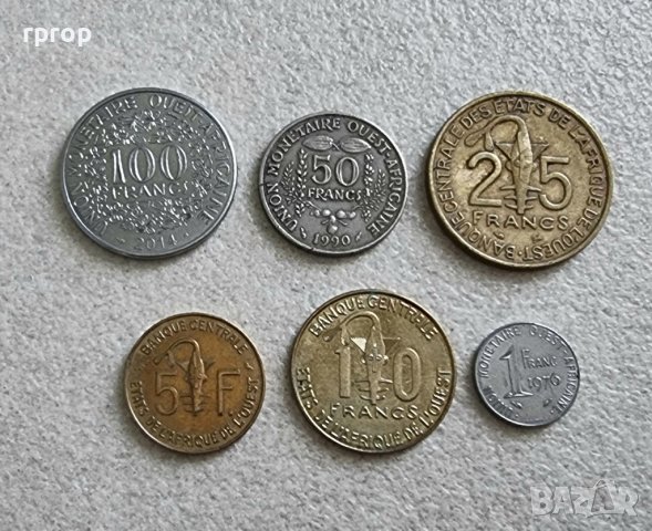 Западна Африка. 1 ,5 ,10 ,25, 50 и 100 франка . 6 бройки, снимка 2 - Нумизматика и бонистика - 42243228