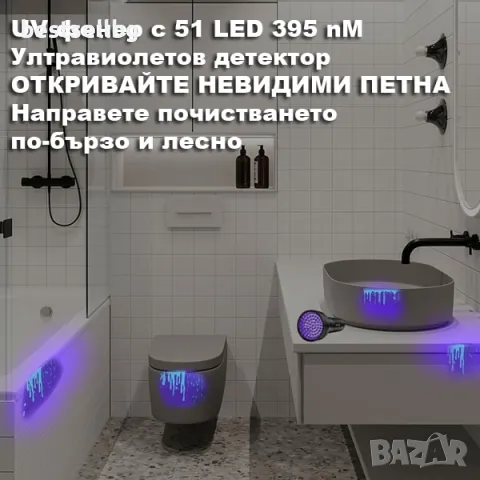 Мощен UV фенер лампа ултравиолетова светлина ув фенерче за камък смола, снимка 3 - Къмпинг осветление - 48142461