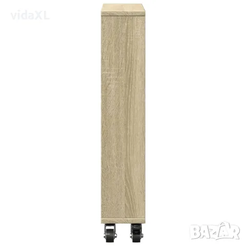 vidaXL Тясна количка за съхранение, дъб сонома, 48x13x68 см, инженерно дърво, снимка 5 - Кутии за съхранение - 56148297