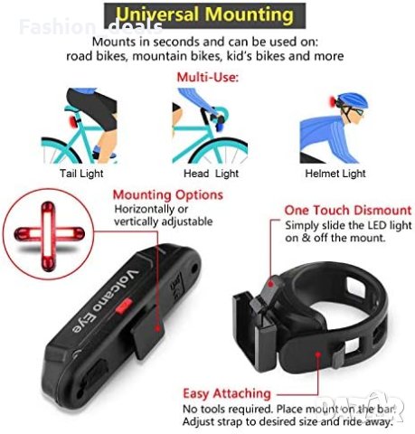 Нови 2 броя USB акумулаторна LED светлина за велосипед Трицветна задна , снимка 7 - Аксесоари за велосипеди - 40680567