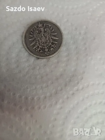 1 Mark 1874 сребро 900, снимка 3 - Нумизматика и бонистика - 56233586
