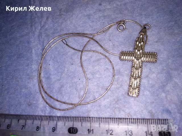 ДЕБЕЛО ПОСРЕБРЕН СРЕБЪРЕН ВИНТИДЖ АРТ МОДЕЛ КРЪСТ с ПОСРЕБРЕНА ВЕРИЖКА и ПЕЧАТИ 925 / 30840, снимка 11 - Колиета, медальони, синджири - 40552645
