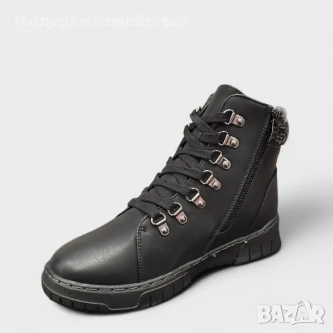 Зимни дамски боти в черно с топла вата 