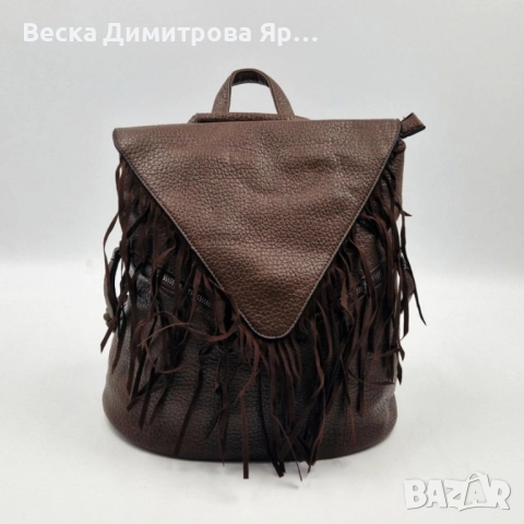 Дамска раница от еко к. с ресни – бохо стил, удобство и обем (36×30×16 см), снимка 7 - Раници - 52574149