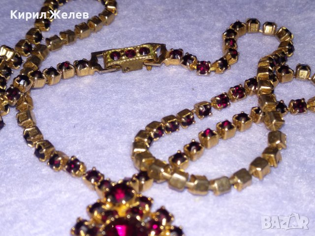 РАЗКОШНА СТАРИННА РЕТРО АРТ ДЕКО ПОЗЛАТЕНА БРОНЗОВА СКЪПОЦЕННА ОГЪРЛИЦА с КАМЪНИ ГРАНАТ 38656, снимка 14 - Антикварни и старинни предмети - 41622915