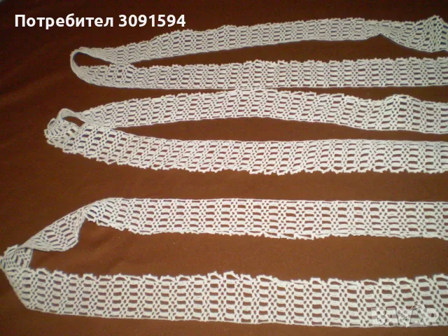 Реколта от 1930 г. Ретро ръчно плетена памучна лента 3 см х502 см, снимка 3 - Други ценни предмети - 48436320