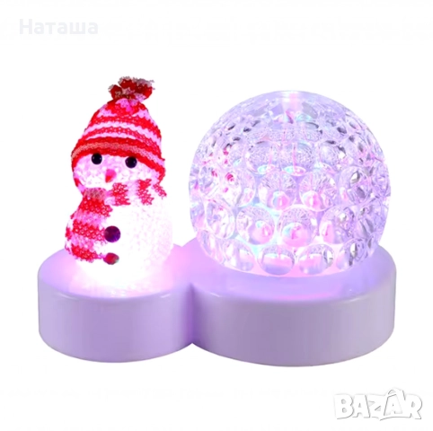 Коледна LED лампа сфера с коледна фигура на Снежен човек и многоцветна светлина, снимка 5 - Декорация за дома - 52860843