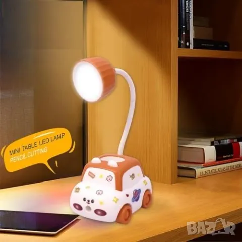 Детска нощна LED лампа презареждаема, с акумулаторна батерия, с острилка, количка за момче, за бюро, снимка 5 - Други - 47889008